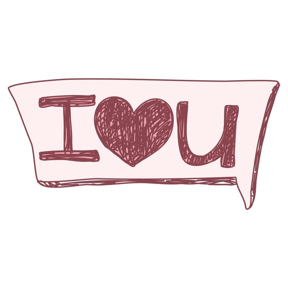 I LOVE YOU written in the speech bubble balloon. message bubble with text for postcard, textile, poster, banner, internet, social networks. simple love symbol. Greeting card for Valentine's Day. vector