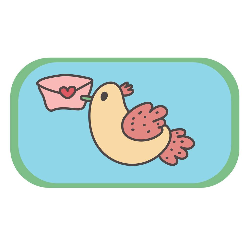 bird with a romantic envelope. Saint valentines day romantic holiday celebration and sending greeting cards. vector