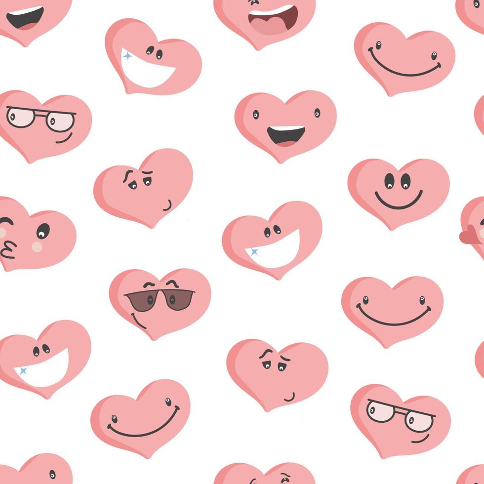 colorful heart Emoticons set. heart Faces with various Emotions.  Different colorful hearts. Emoji faces emoticon smile, digital smiley expression emotion feelings, love, valentine day vector