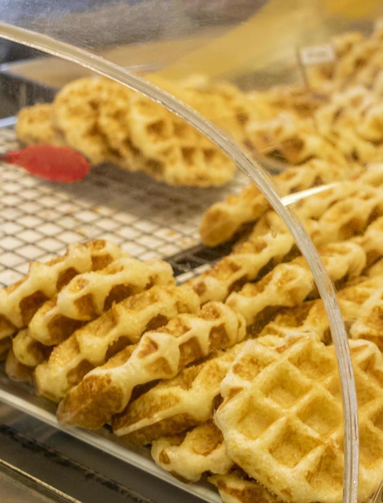 Buy sweet different waffles in Bangkok Thailand. photo