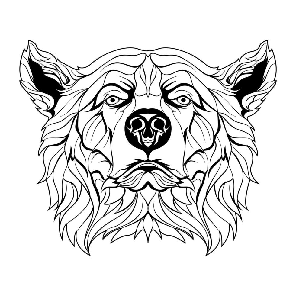 Print of line art bear vector