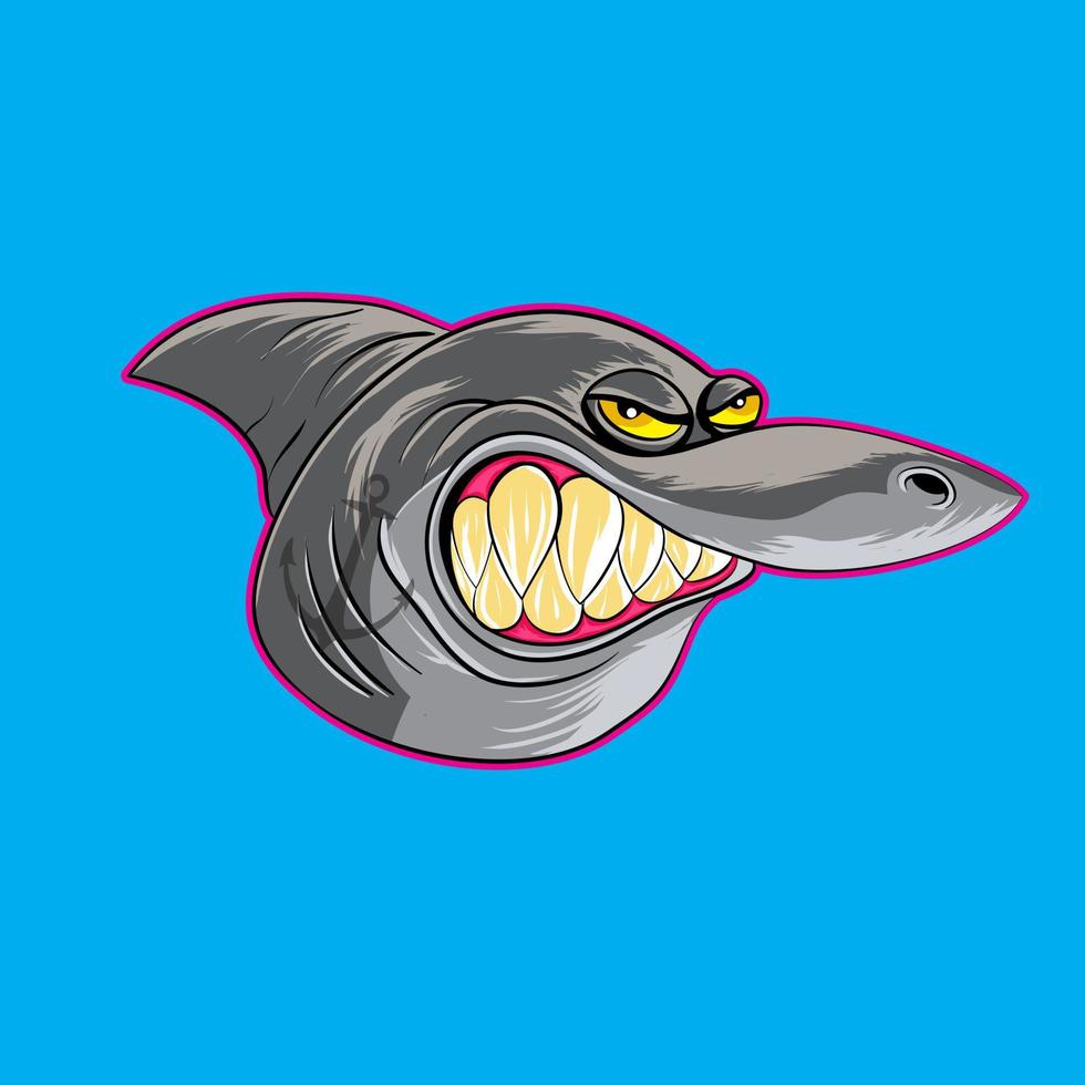 angry shark head vector illustration