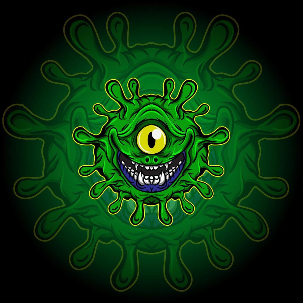 Print of the monster covid 19 virus illustration vector