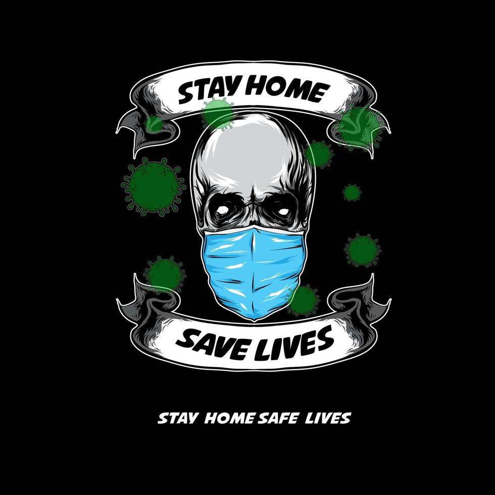 Print of stay home and save lives illustration design vector