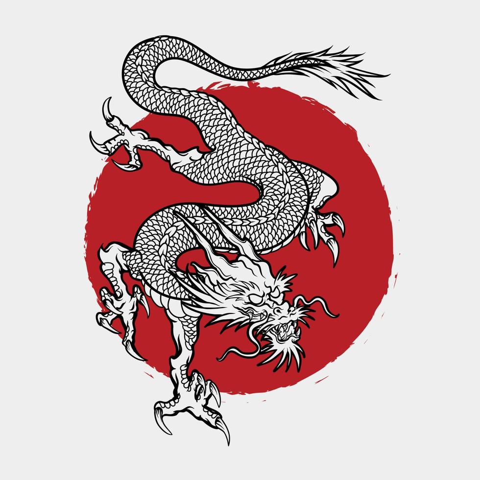 Japanese fantasy dragon vector