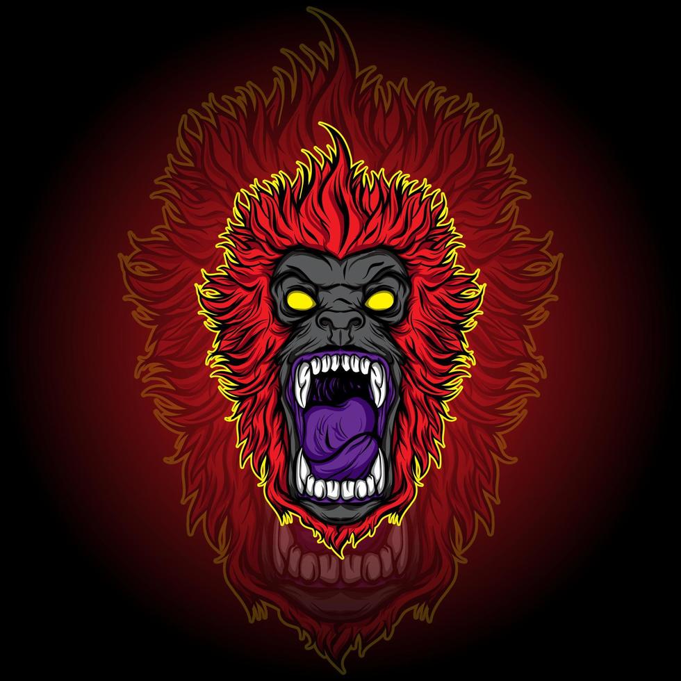 Print of the scary monkey head maskot cartoon vektor design vector