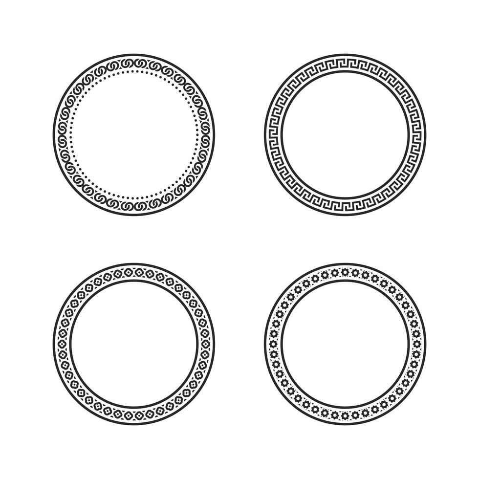Retro-style circle Chinese pattern frame vector illustration set