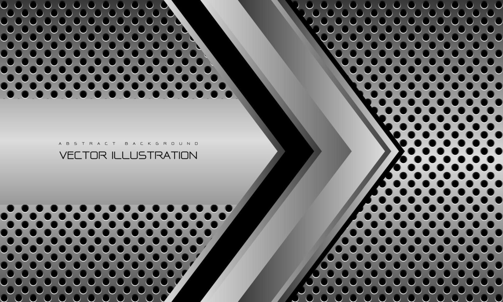 Abstract silver grey arrow direction geometric on circle mesh design modern luxury futuristic background vector
