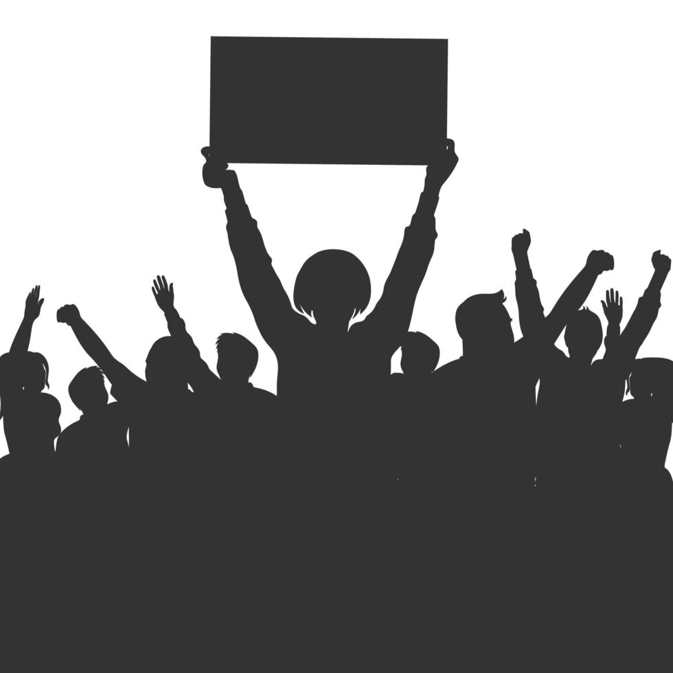 Crowd protest silhouette on white background. vector