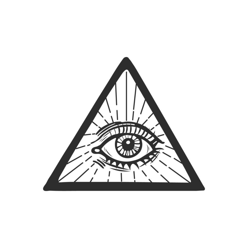 Masonic eye in retro style on white background. vector