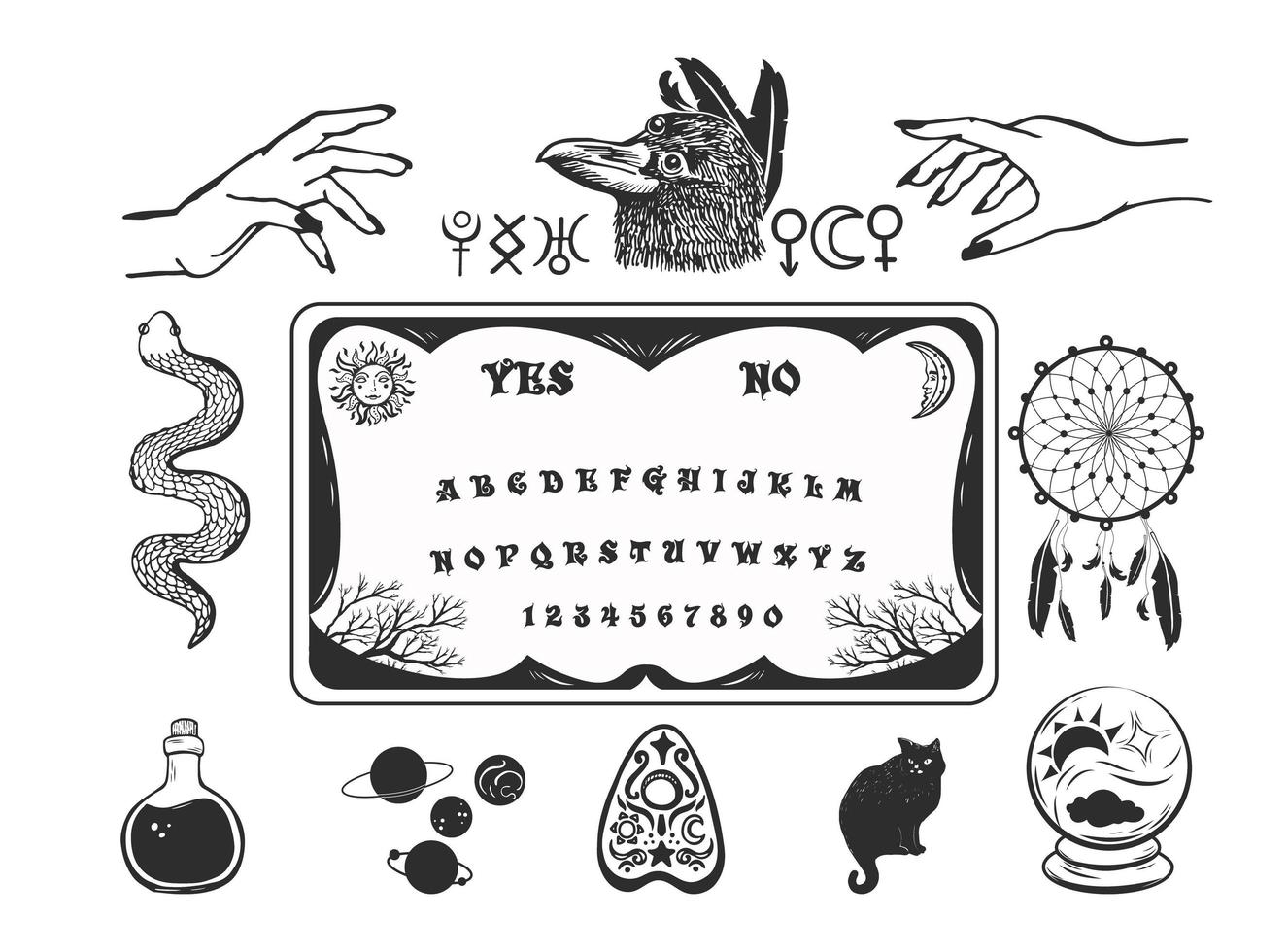 Occult symbols element collection. vector