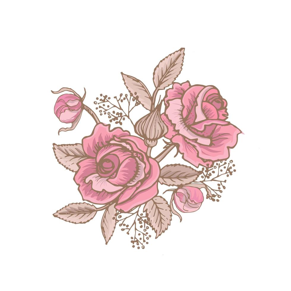 ilustración de vector de tatuaje temporal clip-art de rosas rosadas.