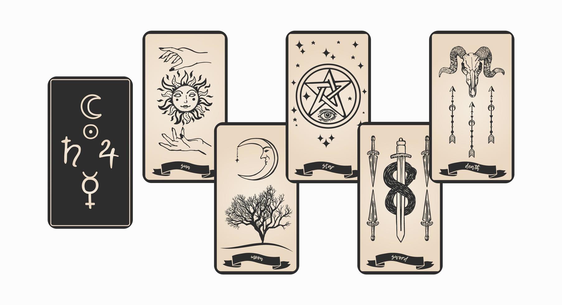 Tarot cards collection for fortune telling. vector