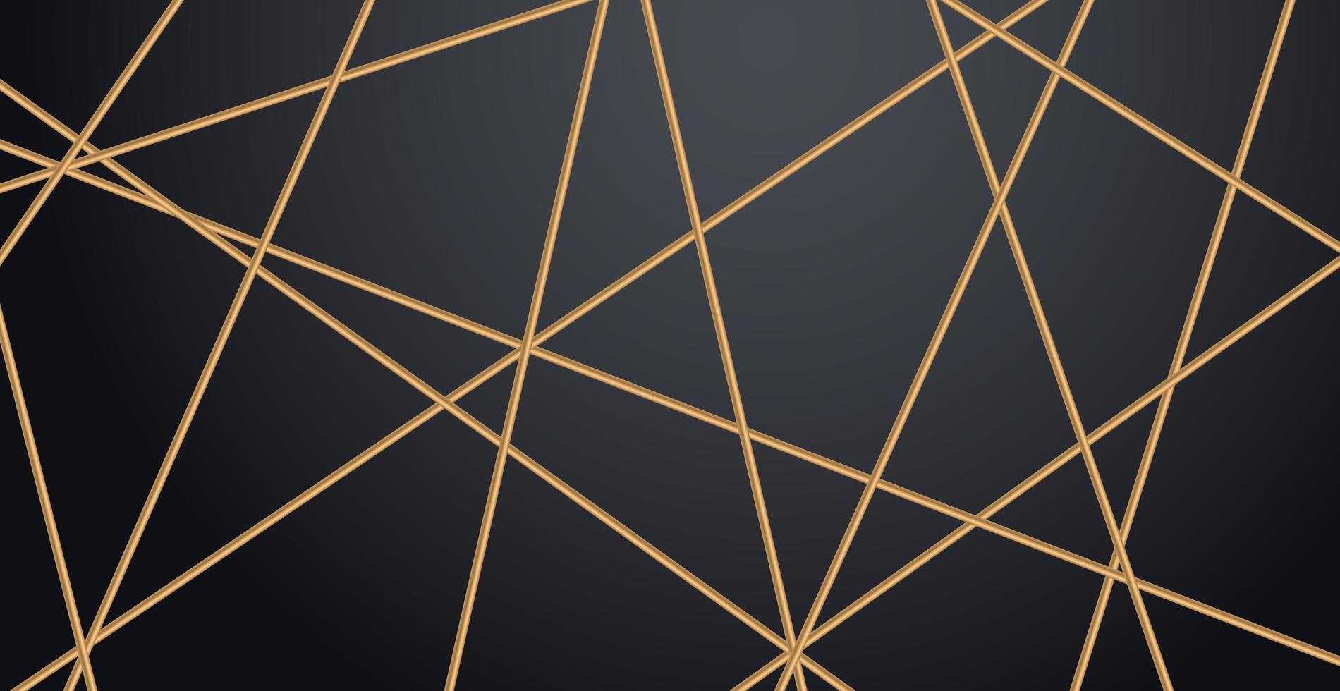 Modern geometric luxury web postcard template for business or presentation with golden lines on dark blue background - Vector