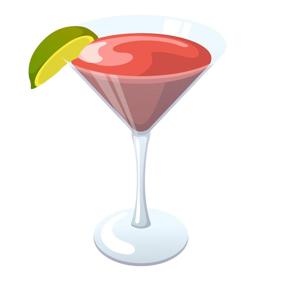 Realistic glass with cocktail isolated on white background - Vector