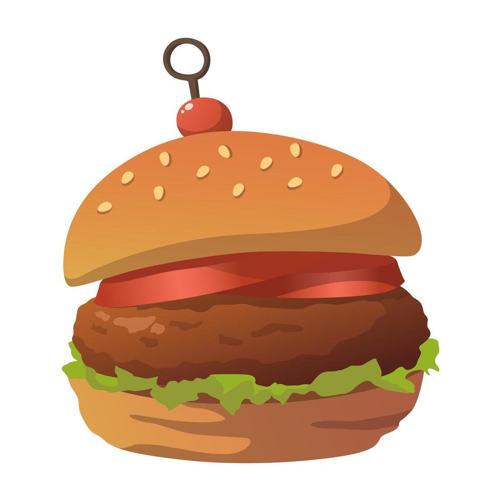 Realistic fresh big burger isolated on white background - Vector