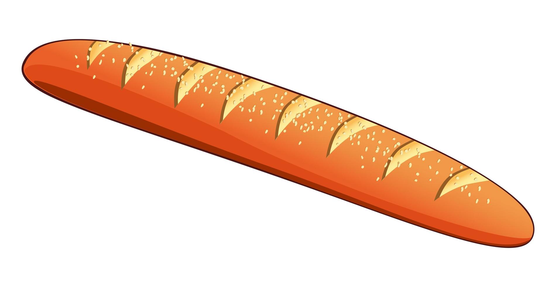 pan de baguette recién horneado realista sobre fondo blanco - vector