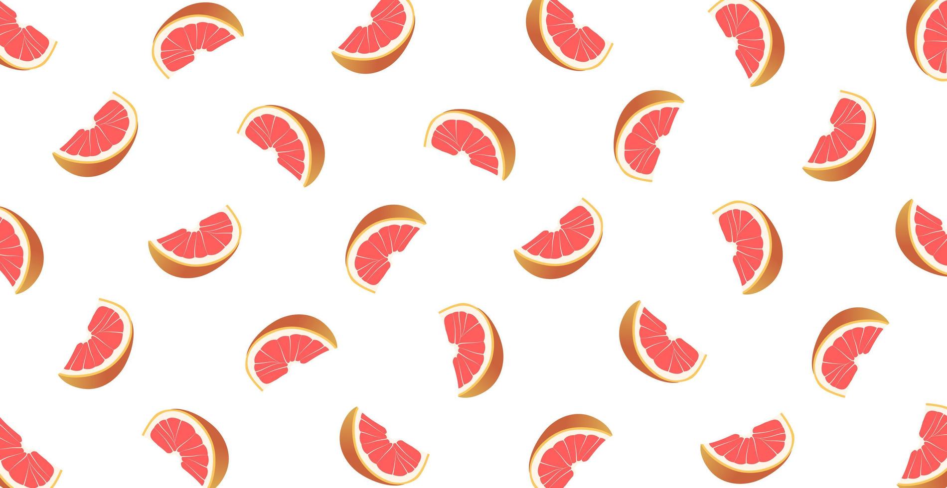 Panoramic pattern white background to grapefruit slices - Vector
