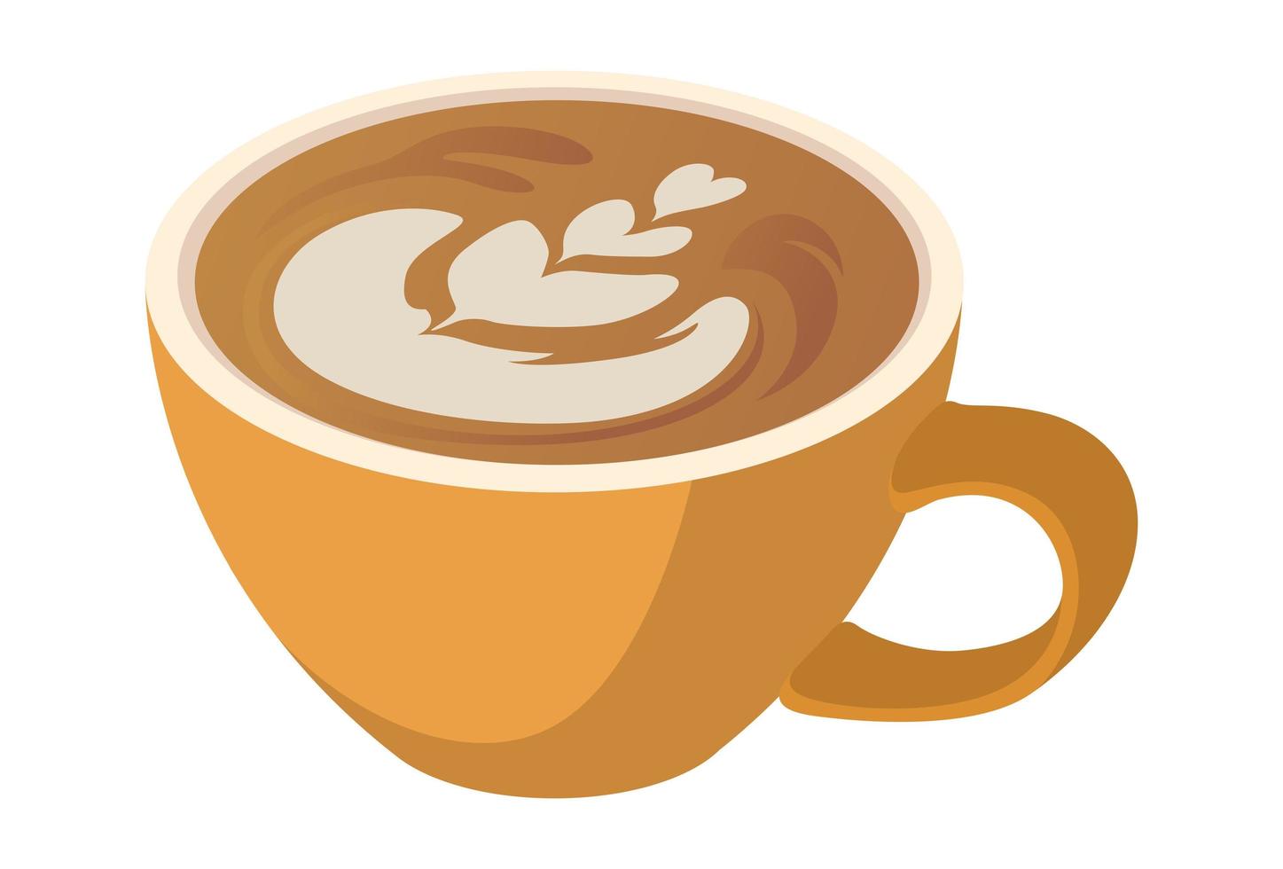 Realistic freshly brewed cappuccino with foam pattern isolated on white background - Vector