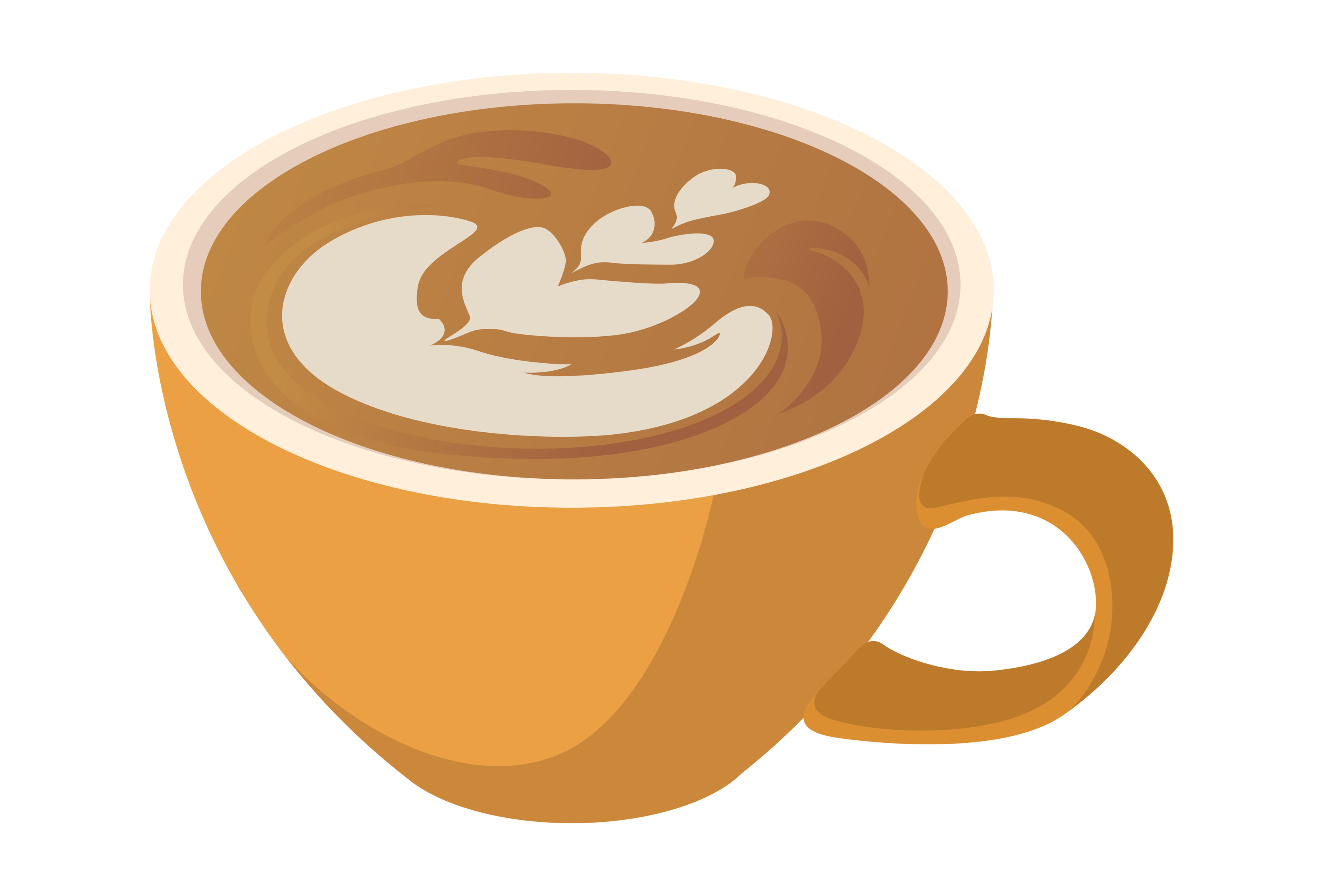 Realistic freshly brewed cappuccino with foam pattern isolated on white