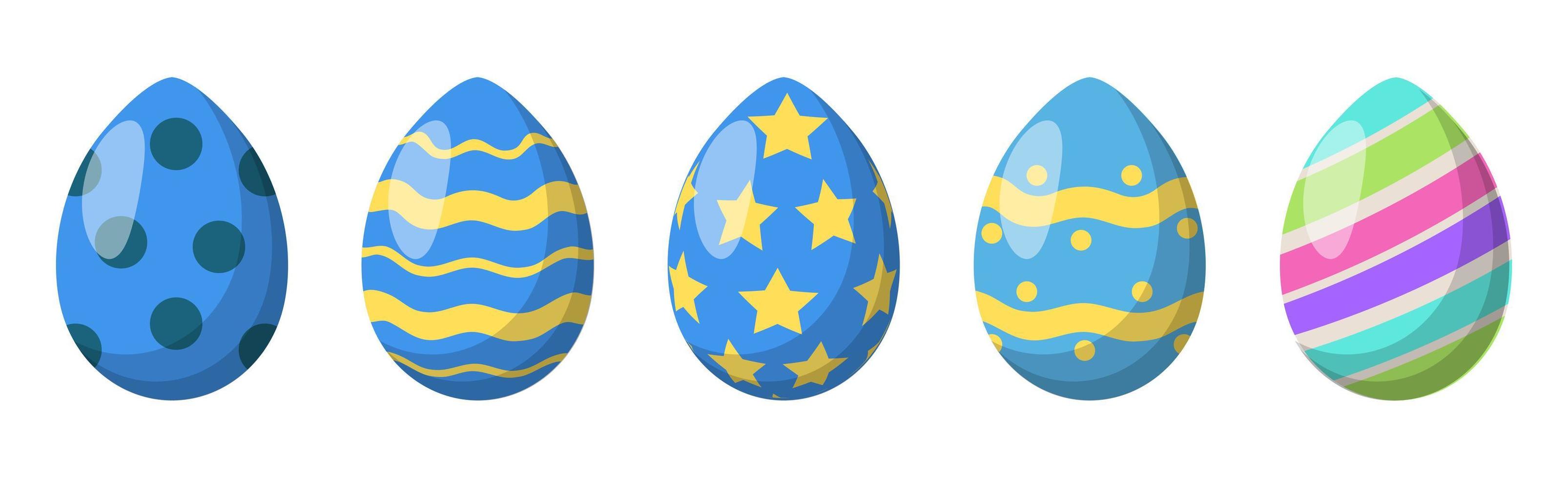 conjunto de 5 huevos de pascua coloridos diferentes - vector