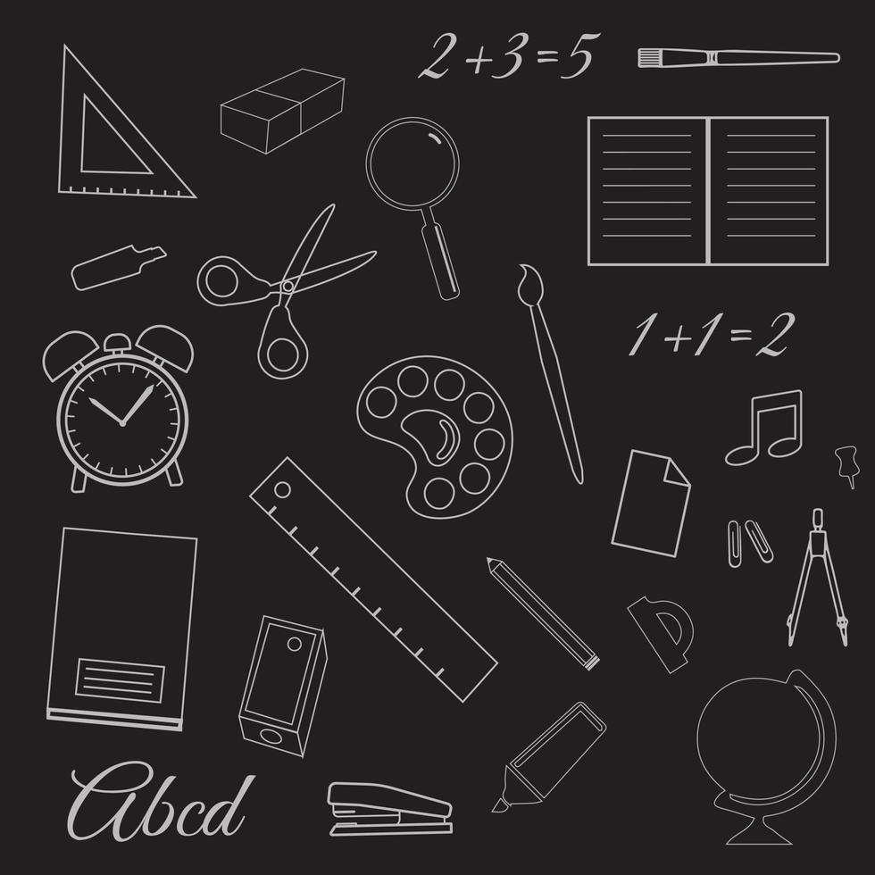 silhouettes set of stationery or education icon. Back to School silhouette collection vector