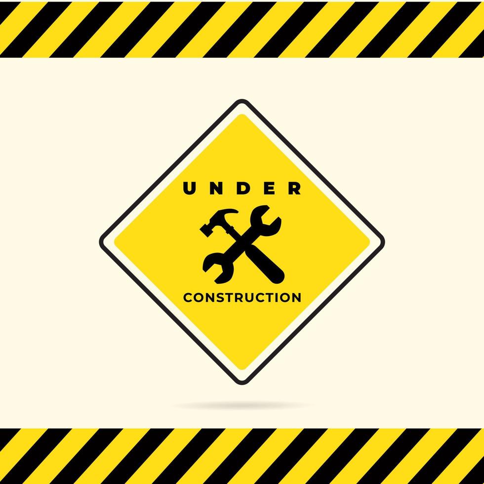 under construction background with hammer and pliers. Silhouette of hammer and pliers with under construction background vector