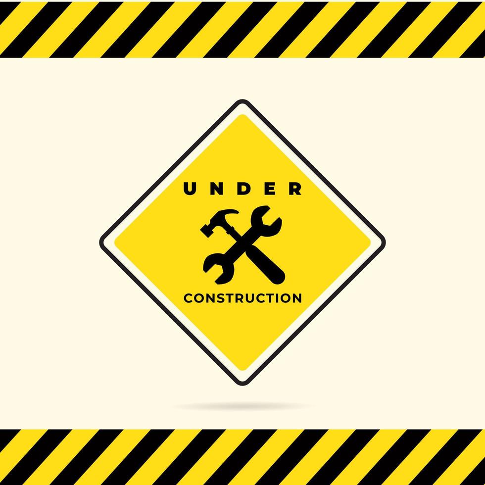 under construction background with hammer and pliers. Silhouette of hammer and pliers with under construction background vector