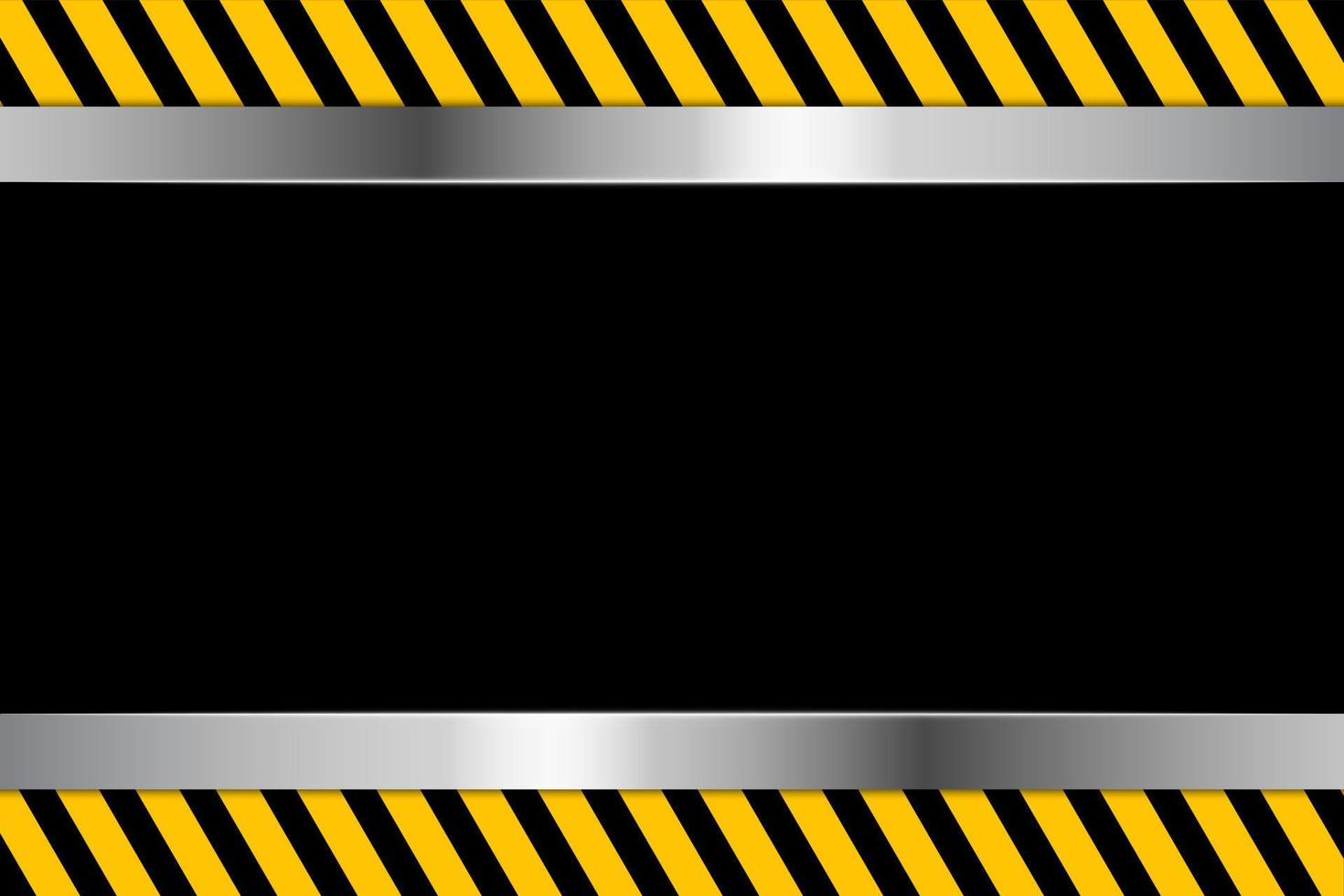 Warning stripe background with metal template. yellow caution stripe background with steel shape vector