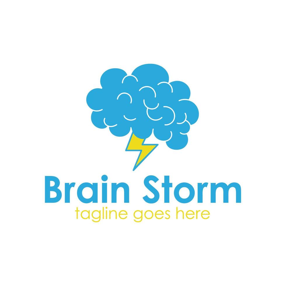 Brain storm with lighting logo design template simple and elegant. perfect for business, app, mobile, etc. vector