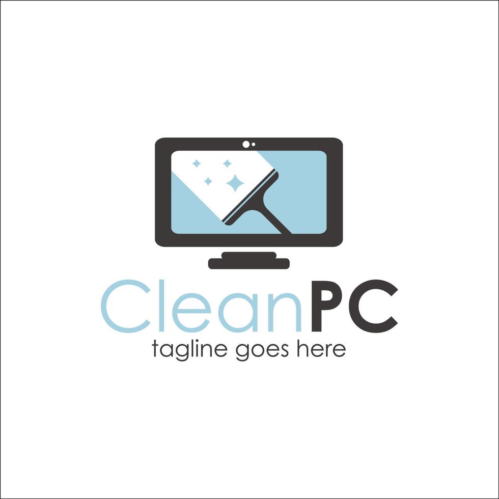 Clean PC logo design template with computer simple and unique. perfect for business, company, mobile, app, icon, etc. vector