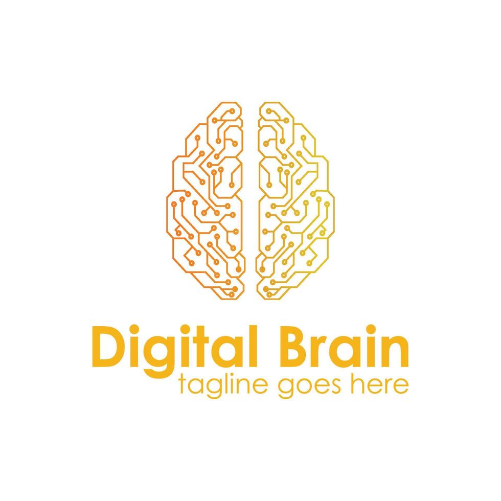 Logo Digital Brain with technology design template simple and minimalist. perfect for mobile, business, app, technology, etc. vector