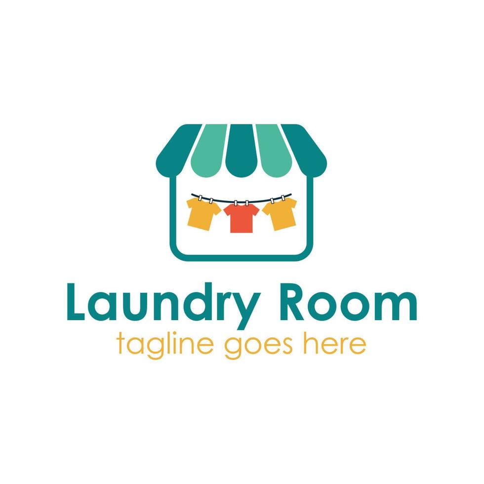 Laundry Room logo design template with store icon. perfect for business, store, company, etc. vector