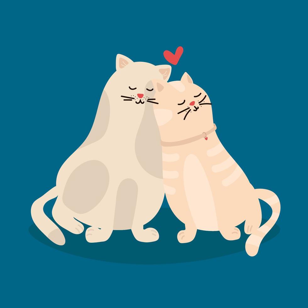 Isolated cat couple. Valentines day - Vector.Couple of cute cats in love. Vector hand drawn illustration for romantic prints, valentine day cards. Good for posters, t shirts, postcards