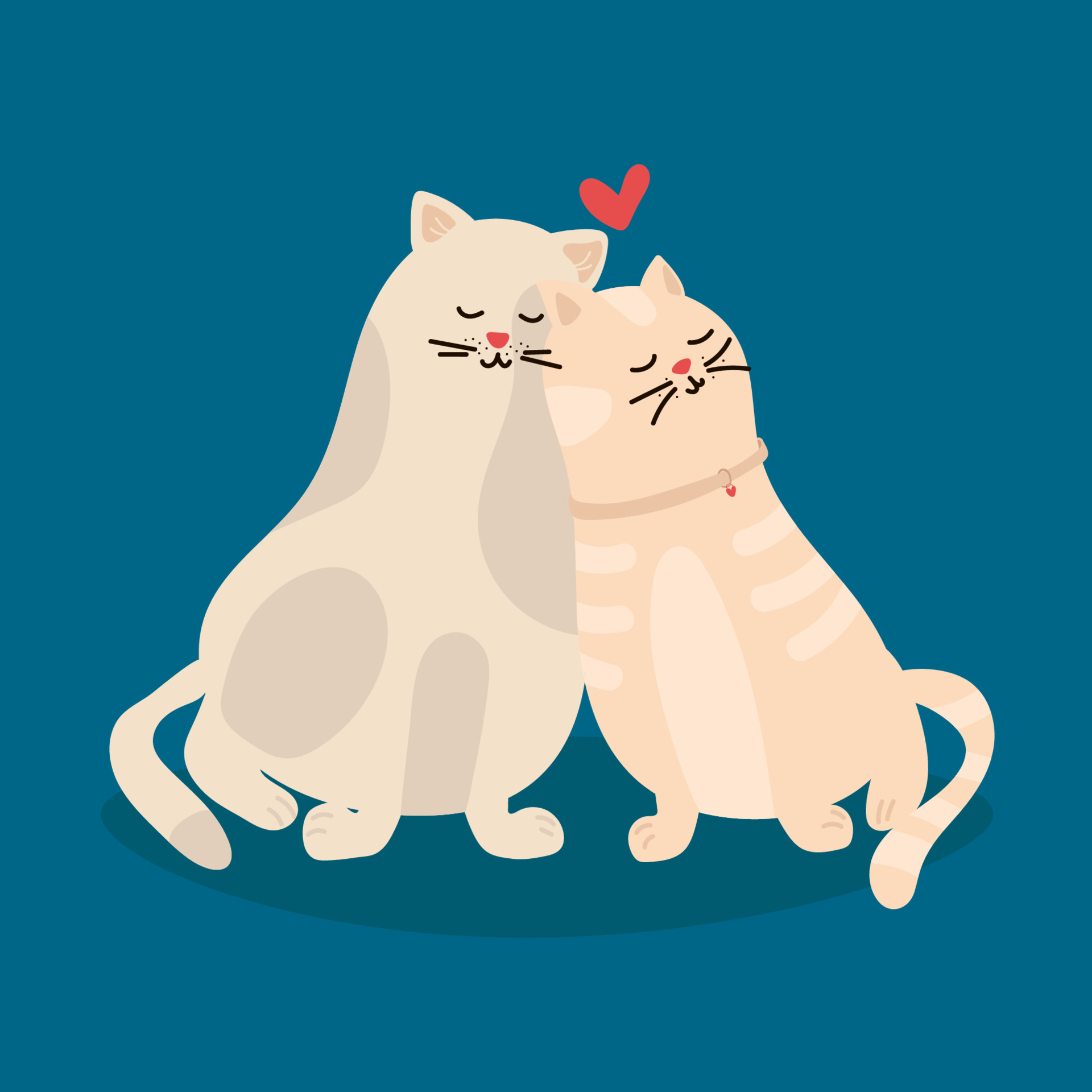 Isolated cat couple. Valentines day - Vector.Couple of cute cats ...