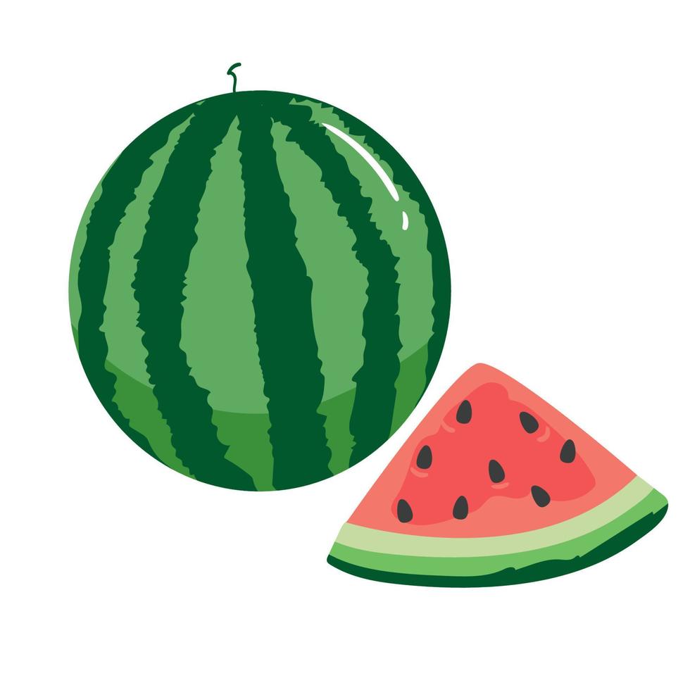 conjunto de vector de rebanada de sandía. ilustración de sandía diseño de vector de fruta rebanada de sandía ilustración densa en diseño plano aislado en blanco