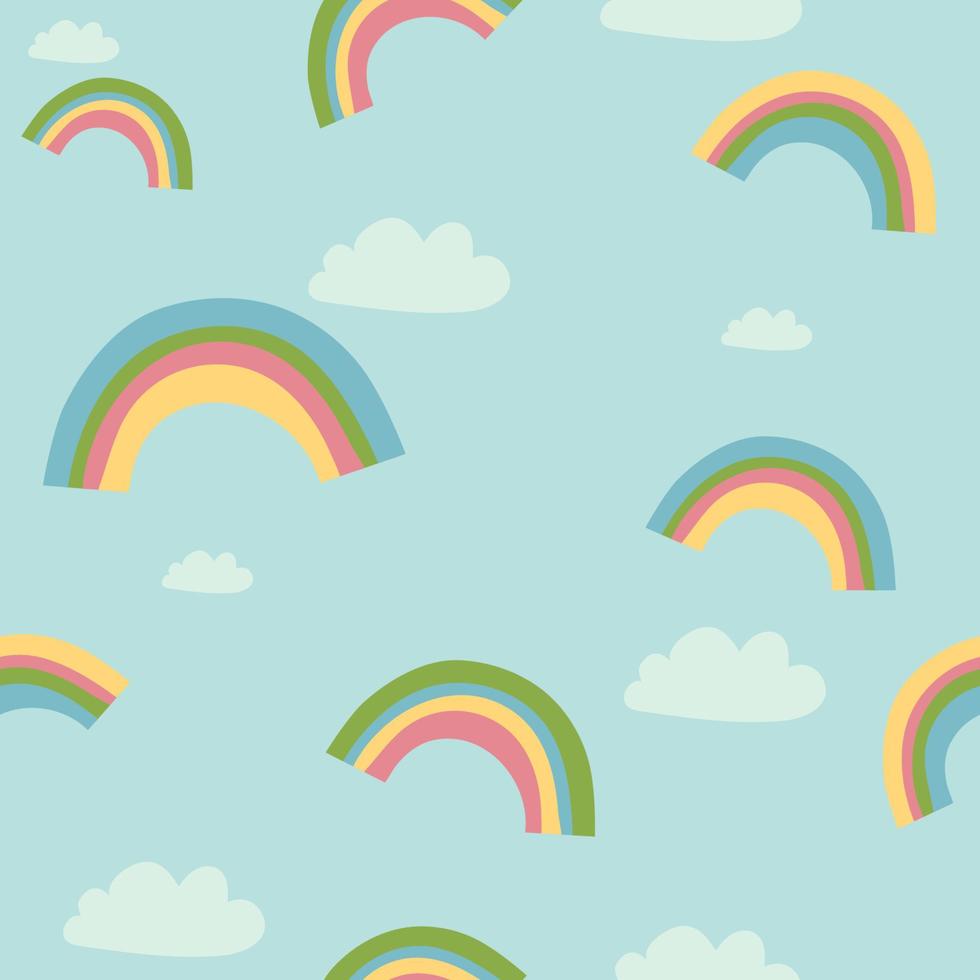 cielo de arco iris transparente el patrón de fondo de ilustración de nubes. patrón infantil vectorial. ilustración vectorial textil, estampado, diseño de superficies, ropa de moda para niños vector