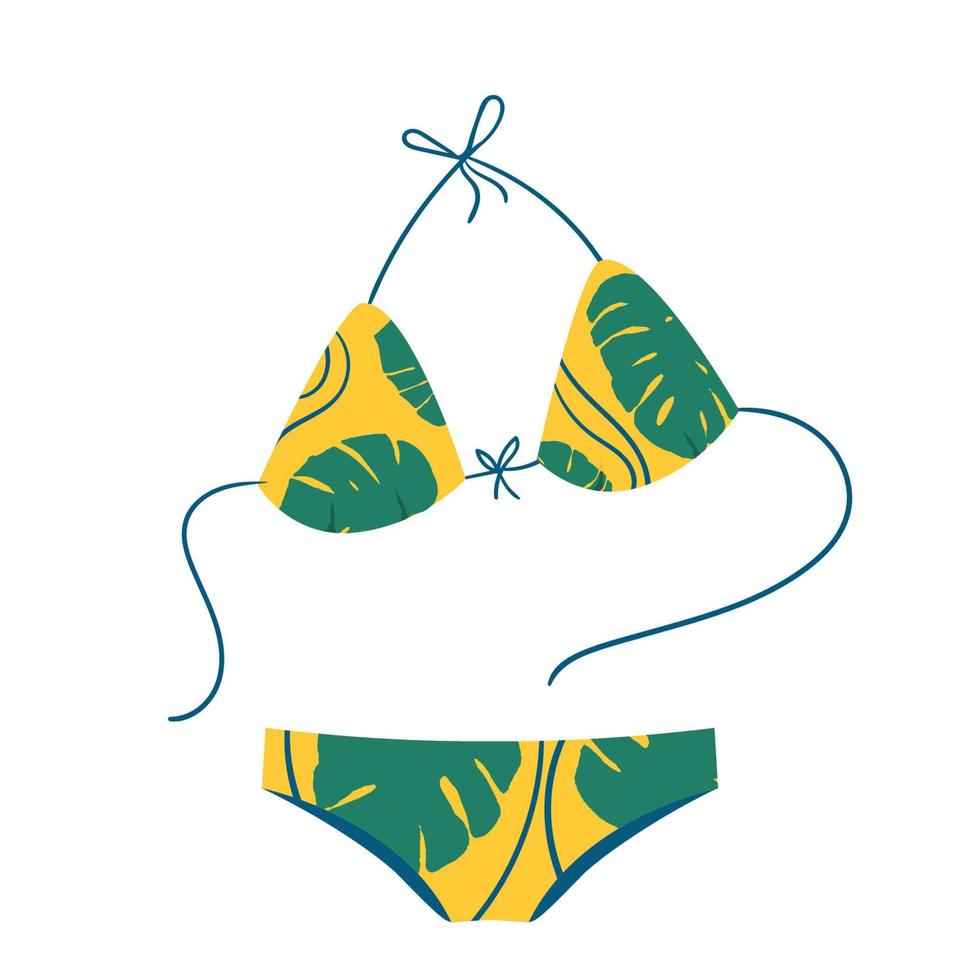 Summer beach swimsuit. yellow swimsuit. On a white background. Vector illustration in cartoon style. Design element