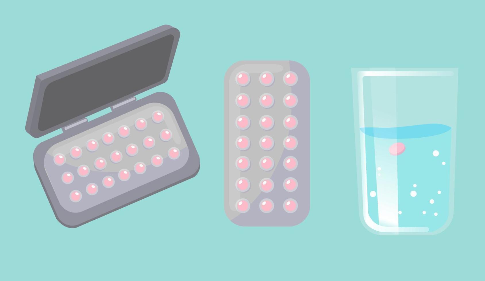 set of Birth control pills vector illustration