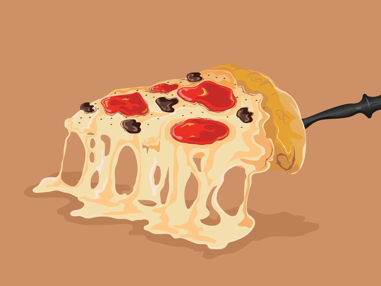 slice of pizza with a lot of cheese vector illustration