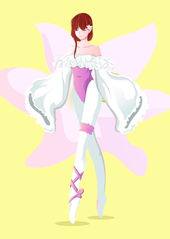 Bailarina con una ilustración de vector de flor blanca