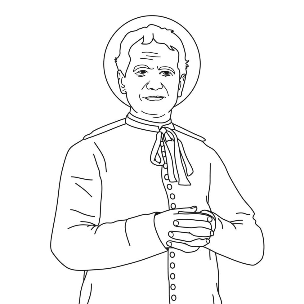 san juan don bosco vector ilustración esquema monocromo