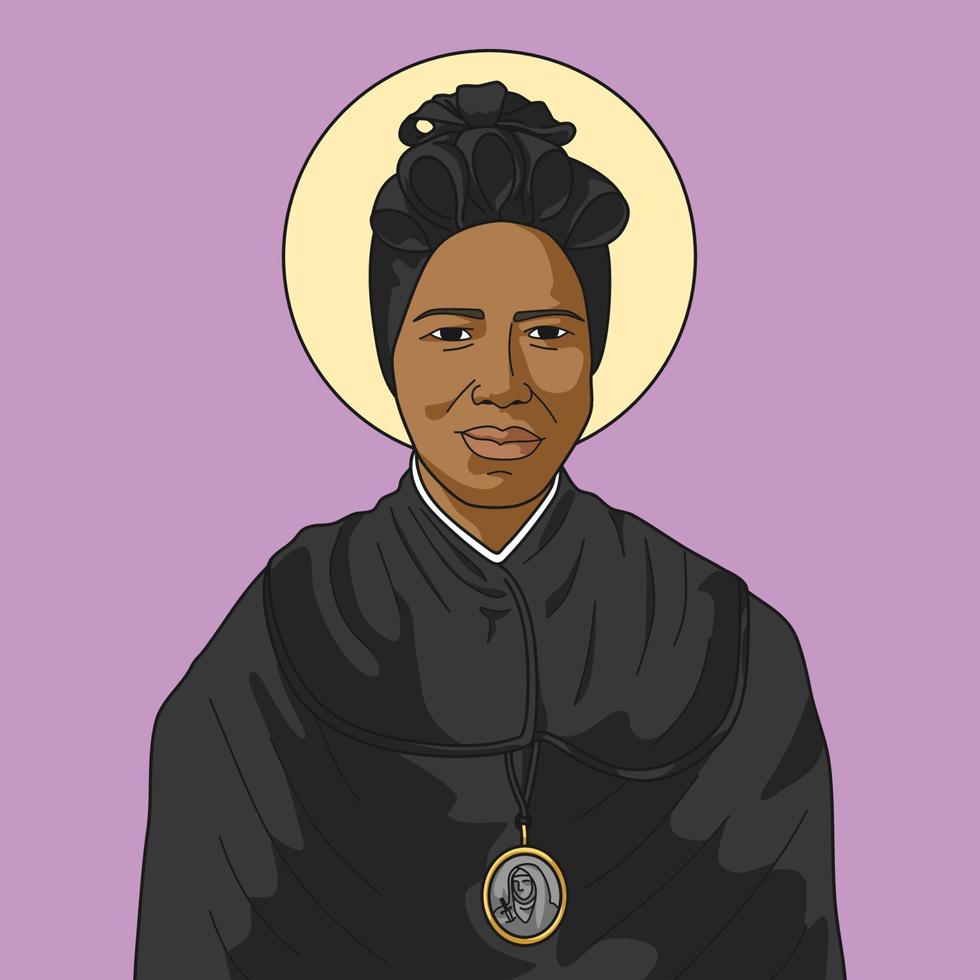 Saint Josephine Bakhita Colored Vector Illustration