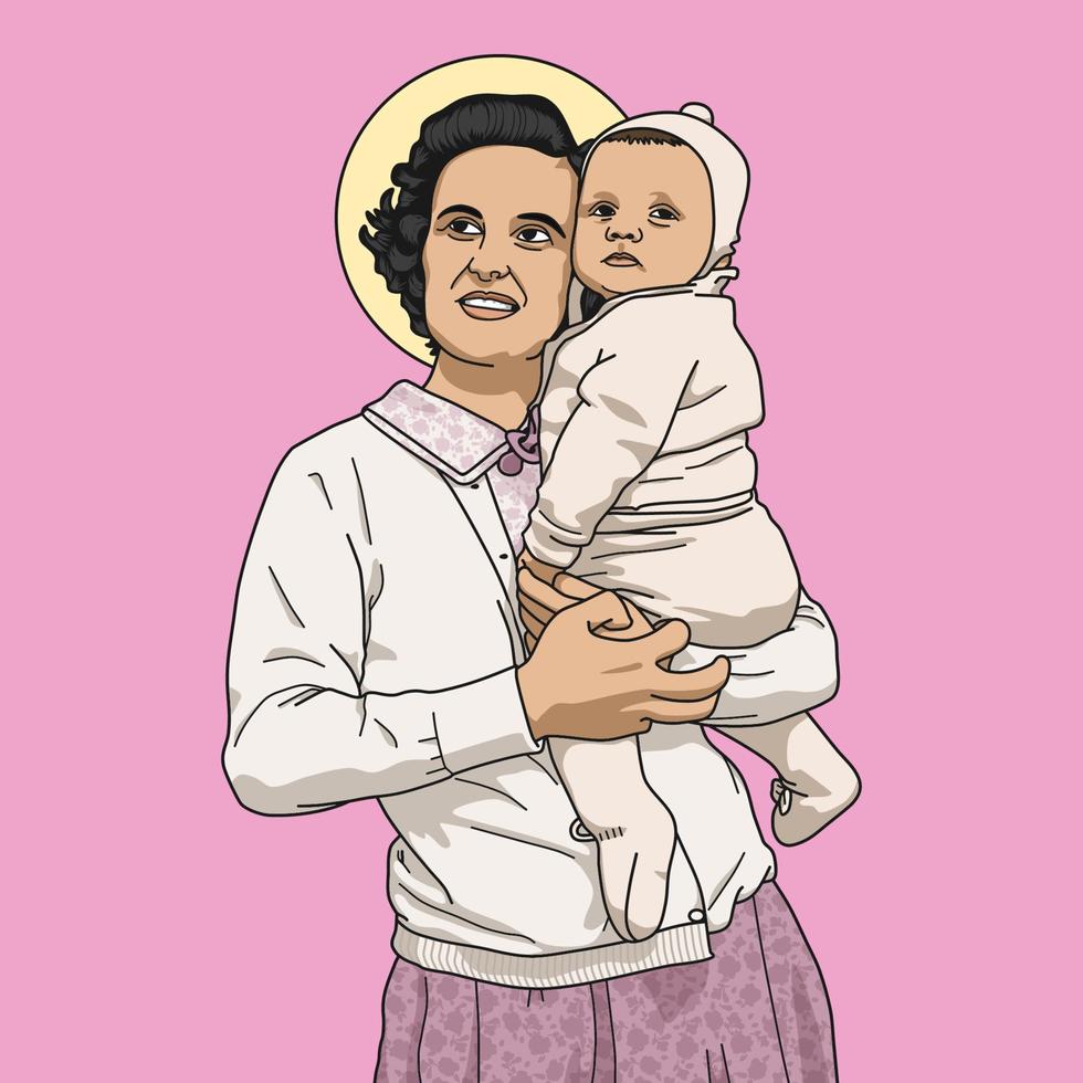 Saint Gianna Beretta Molla Colored Vector Illustration