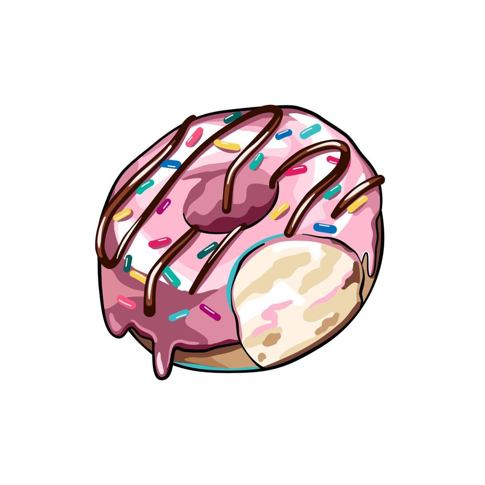 donut con glaseado npink, dibujo vectorial vector