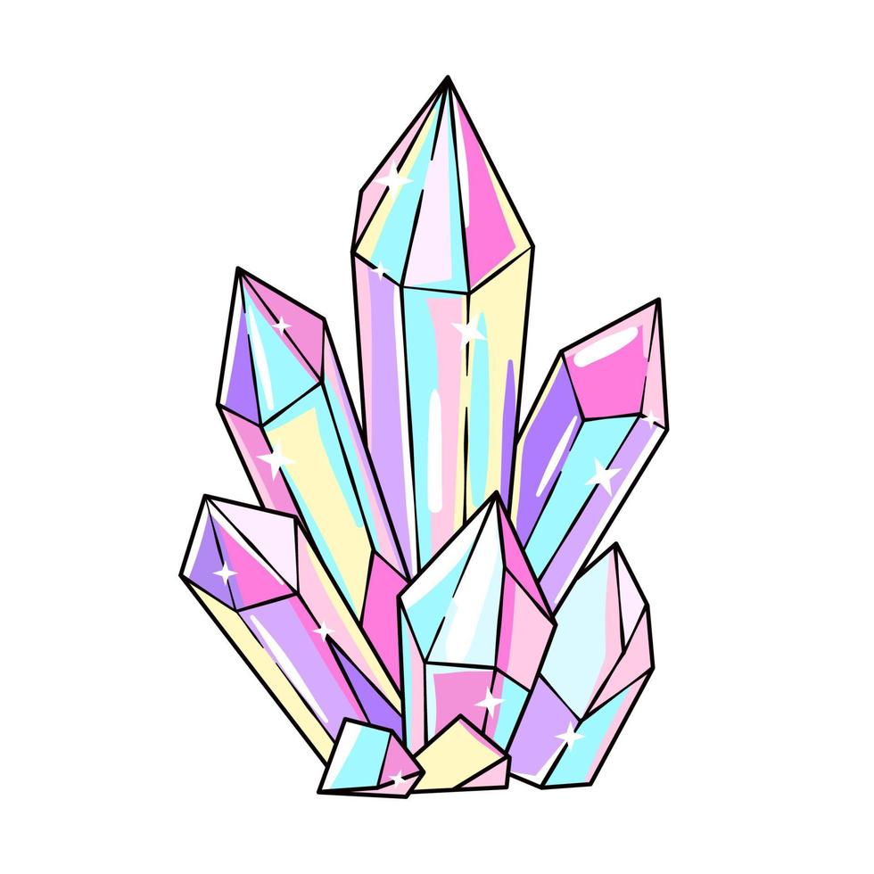 Diamonds, crystals vector drawing