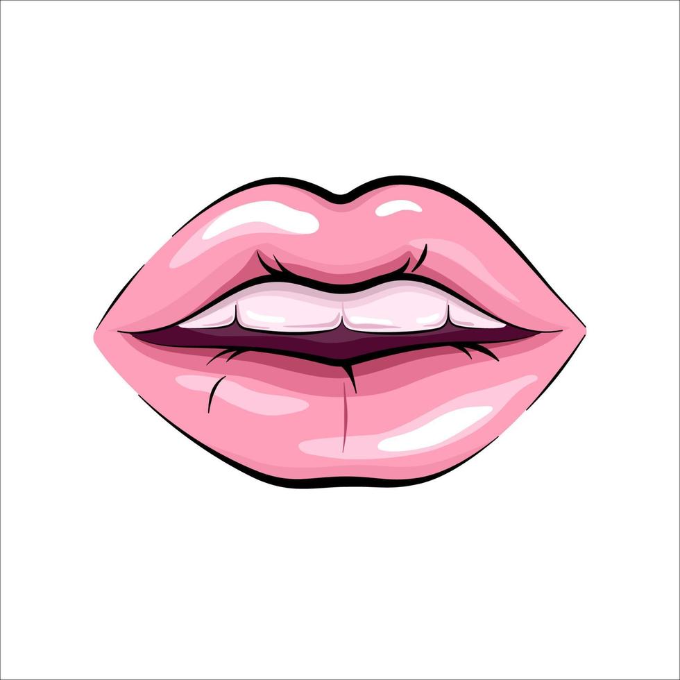 labios de mujer rosa vector