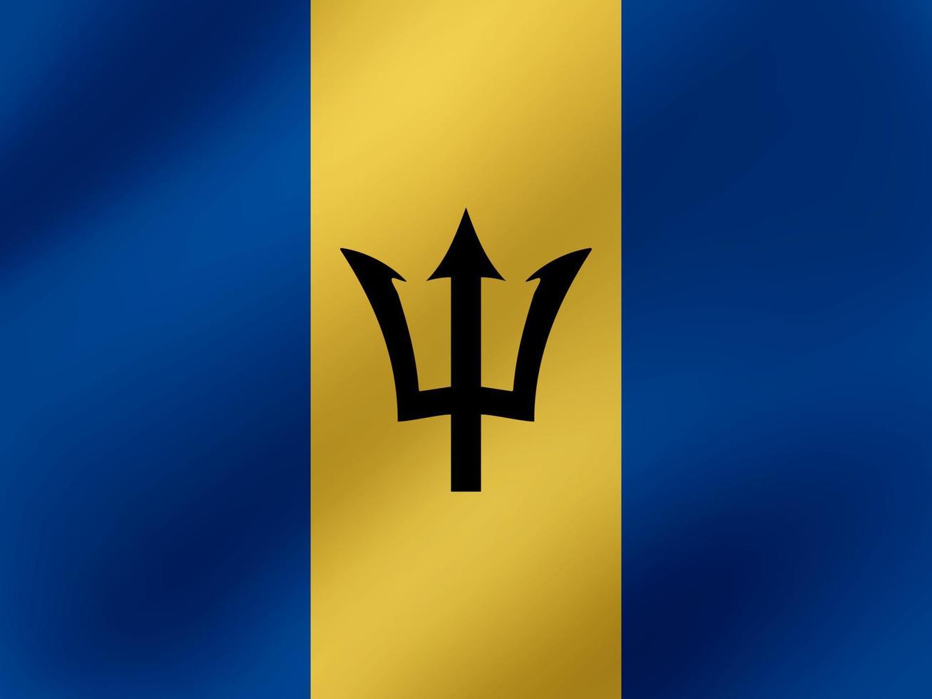 Vector Realistic Wavy Illustration Of Barbados Flag Design