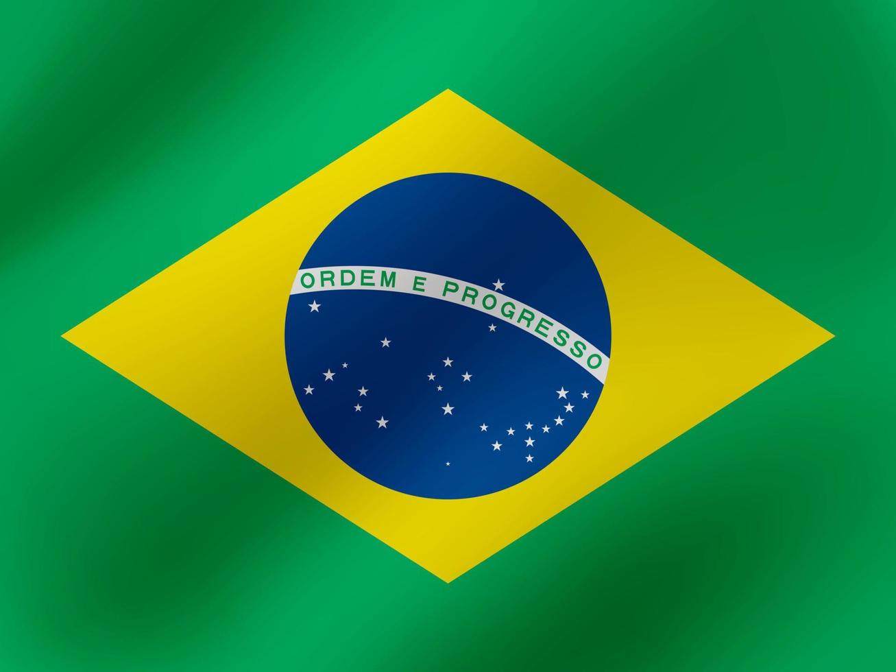 Vector Realistic Wavy Illustration Of Brazil Flag Design