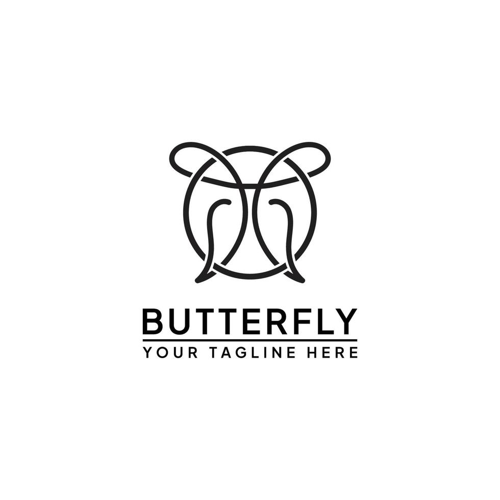 Butterfly Logo geometric design abstract vector template Linear style icon. line art Logotype concept icon